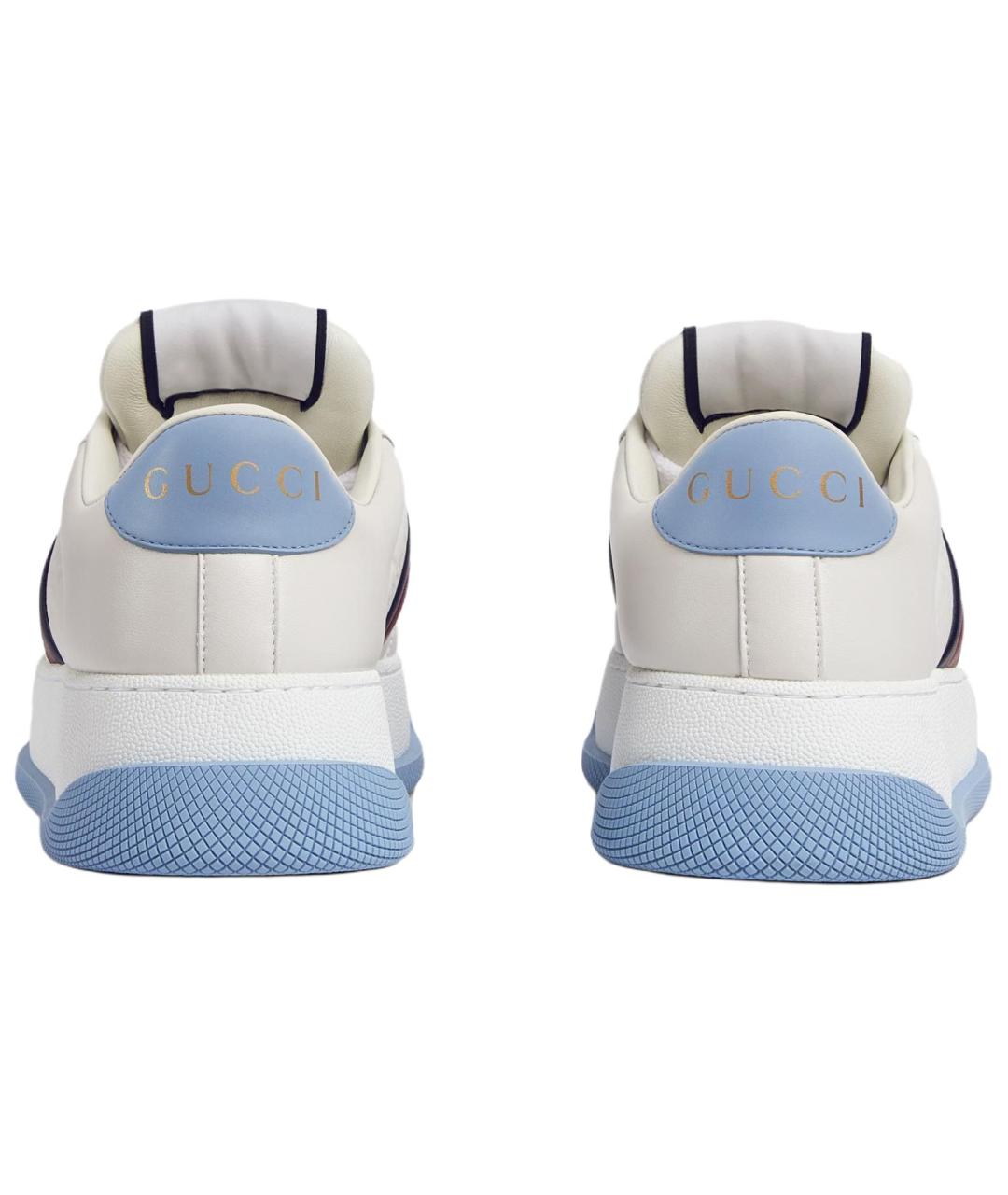 GUCCI Белые кожаные кроссовки, фото 5