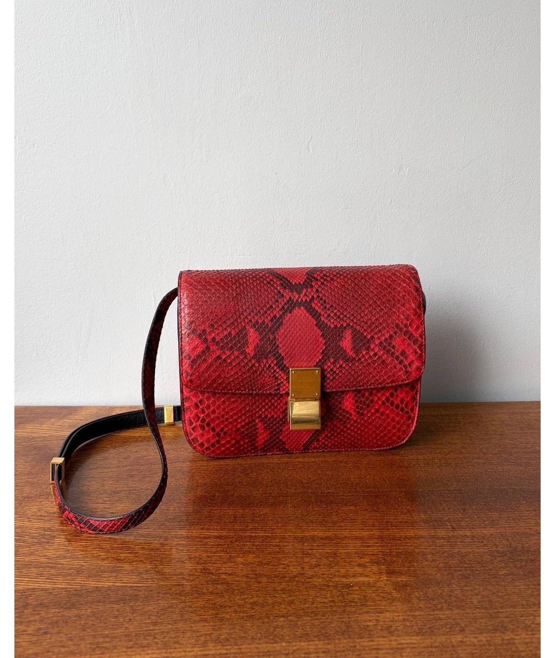 CELINE Красная сумка через плечо из экзотической кожи, фото 9