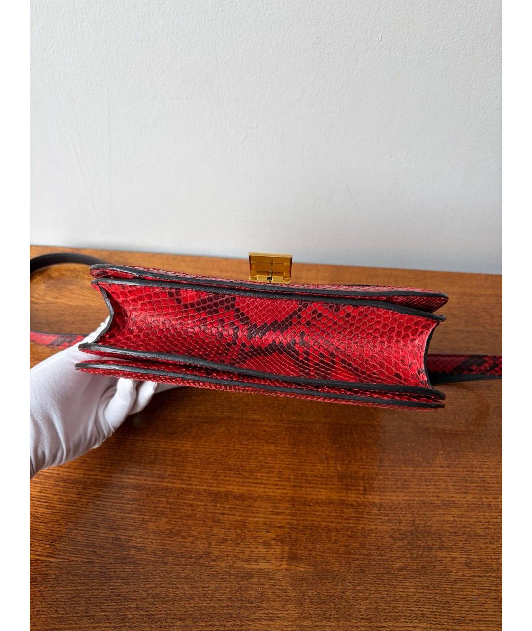 CELINE Красная сумка через плечо из экзотической кожи, фото 8