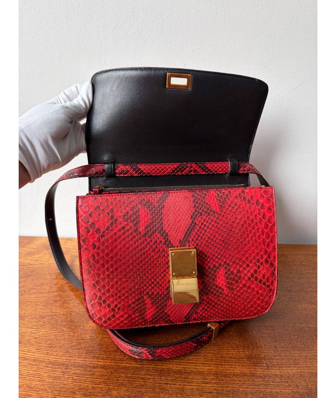 CELINE Красная сумка через плечо из экзотической кожи, фото 7