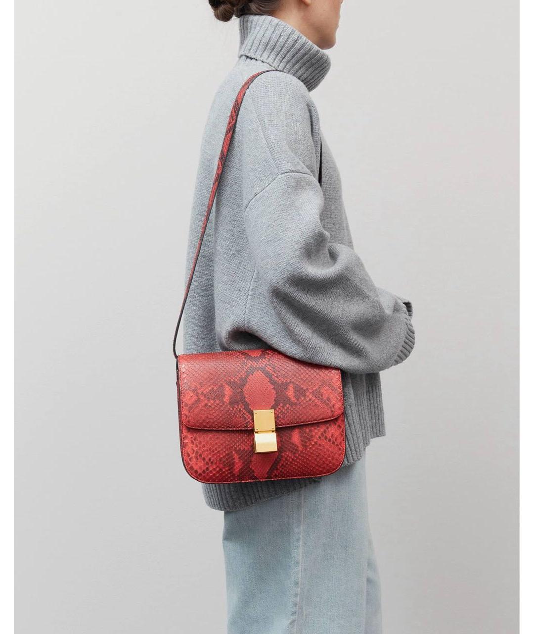 CELINE Красная сумка через плечо из экзотической кожи, фото 2