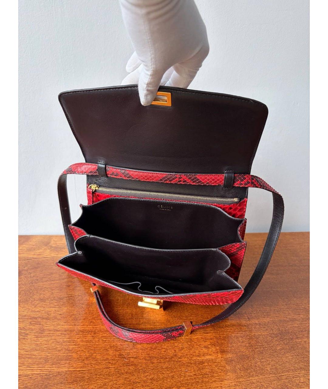 CELINE Красная сумка через плечо из экзотической кожи, фото 6