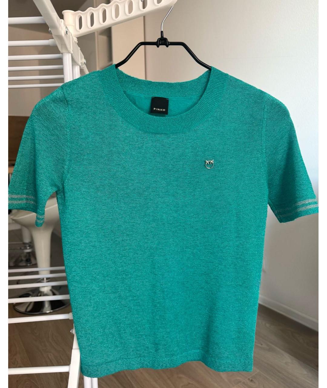 PINKO Бирюзовый вискозный джемпер / свитер, фото 5