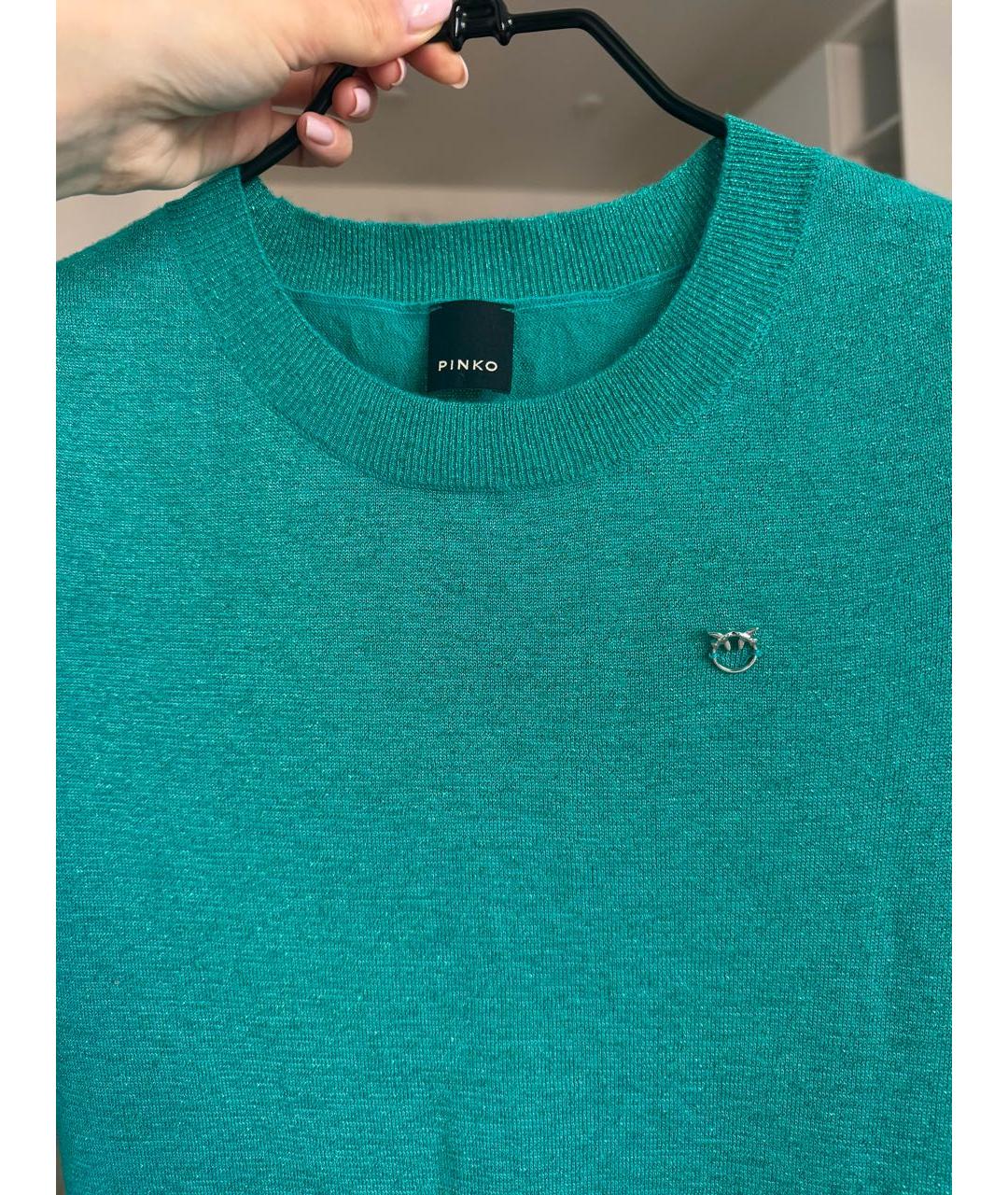 PINKO Бирюзовый вискозный джемпер / свитер, фото 3