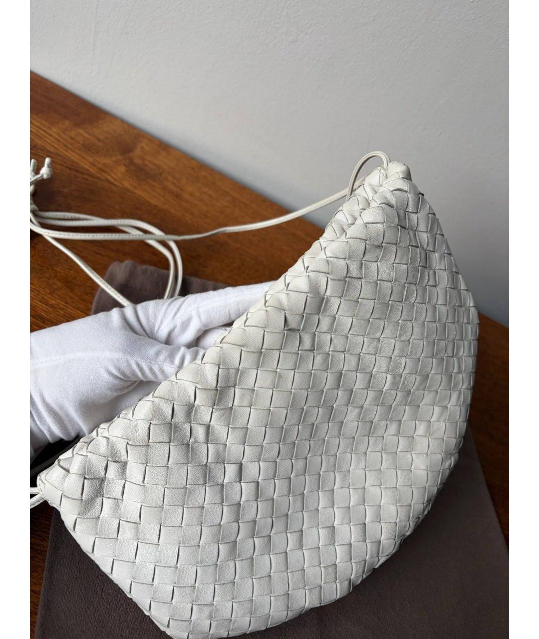 BOTTEGA VENETA Белая кожаная сумка через плечо, фото 8