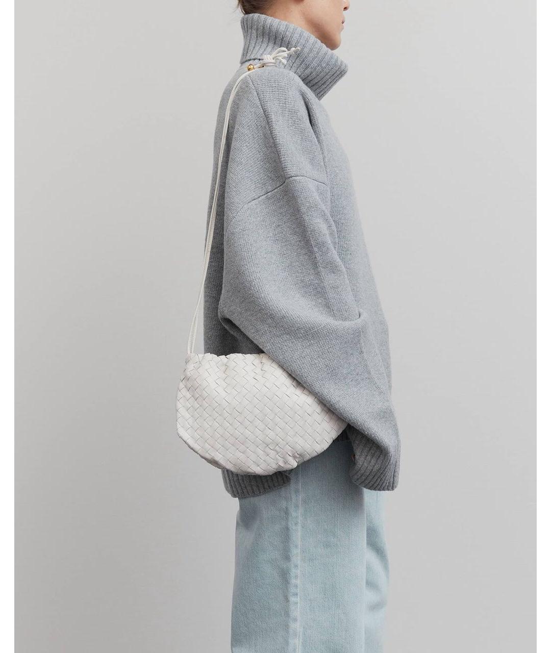 BOTTEGA VENETA Белая кожаная сумка через плечо, фото 3