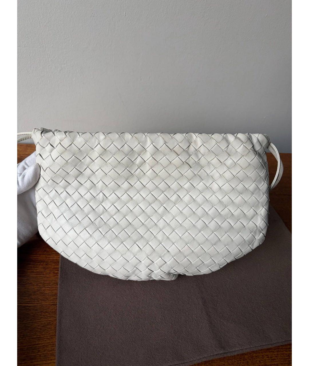 BOTTEGA VENETA Белая кожаная сумка через плечо, фото 4