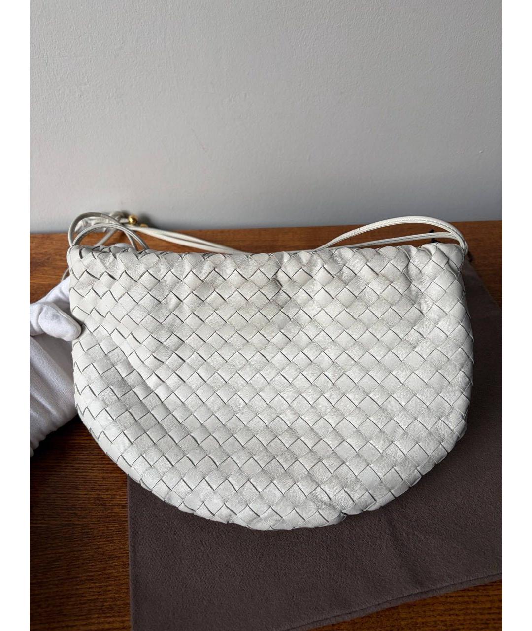 BOTTEGA VENETA Белая кожаная сумка через плечо, фото 5