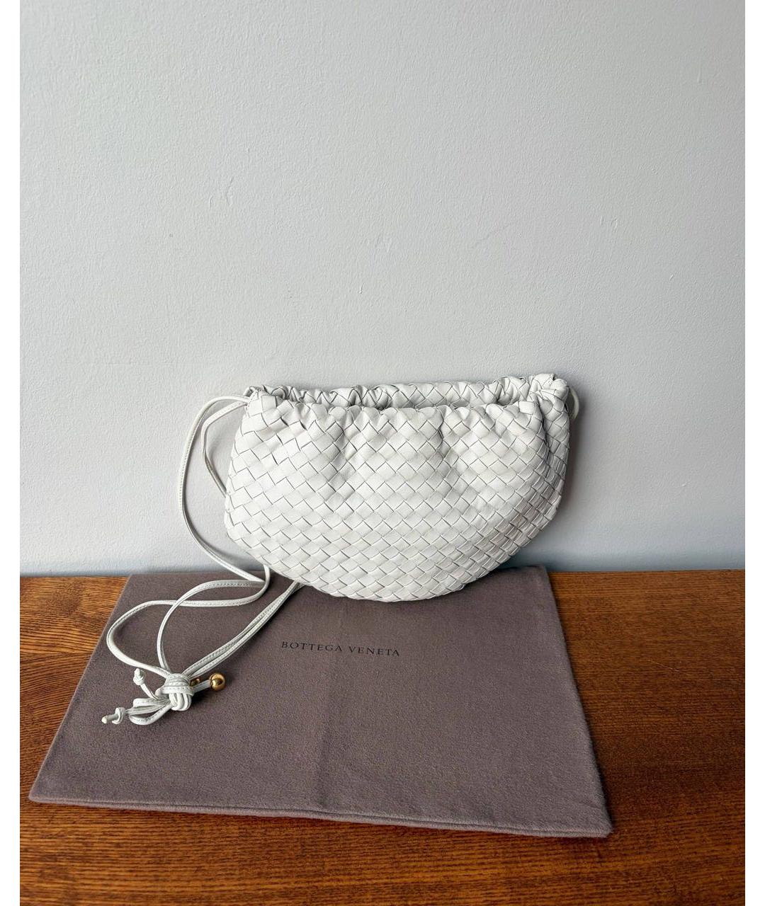 BOTTEGA VENETA Белая кожаная сумка через плечо, фото 9