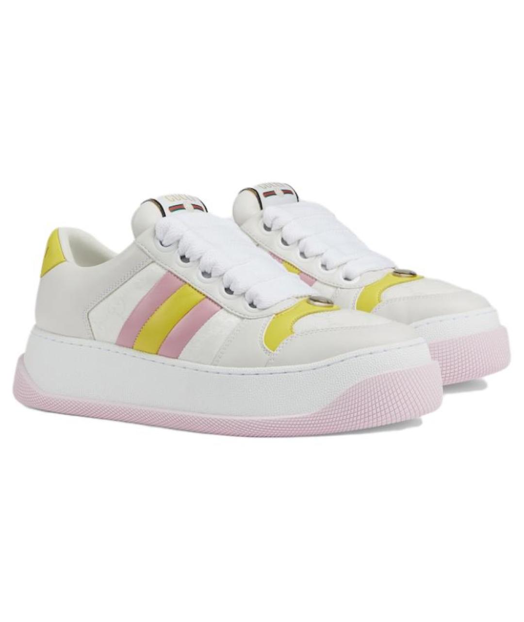 GUCCI Розовые кожаные кроссовки, фото 2