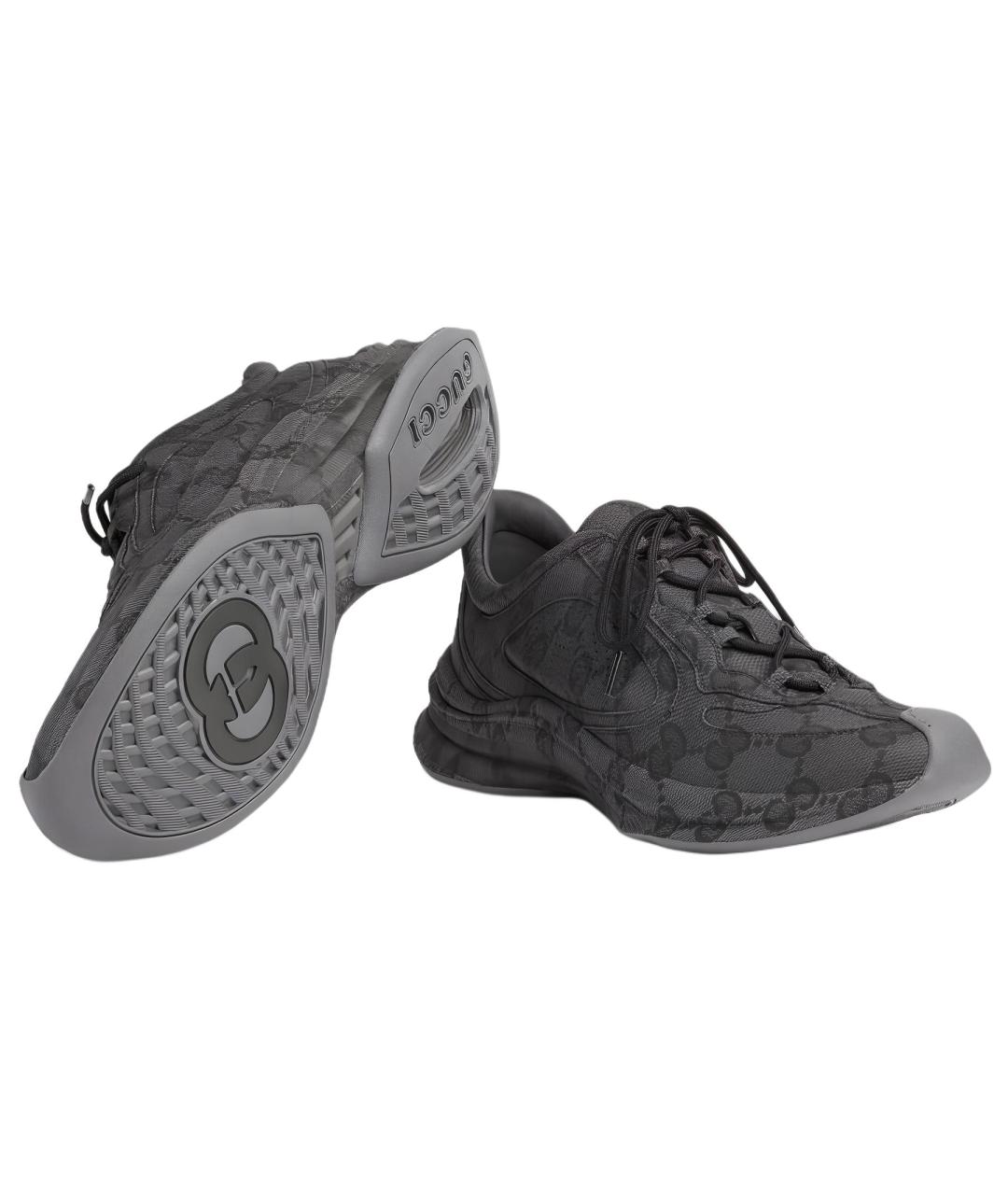 GUCCI Черные кожаные низкие кроссовки / кеды, фото 5