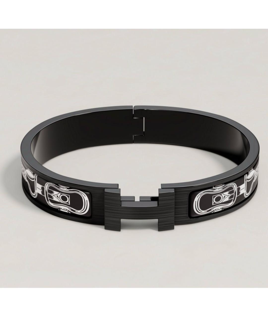 HERMES Черный металлический браслет, фото 6
