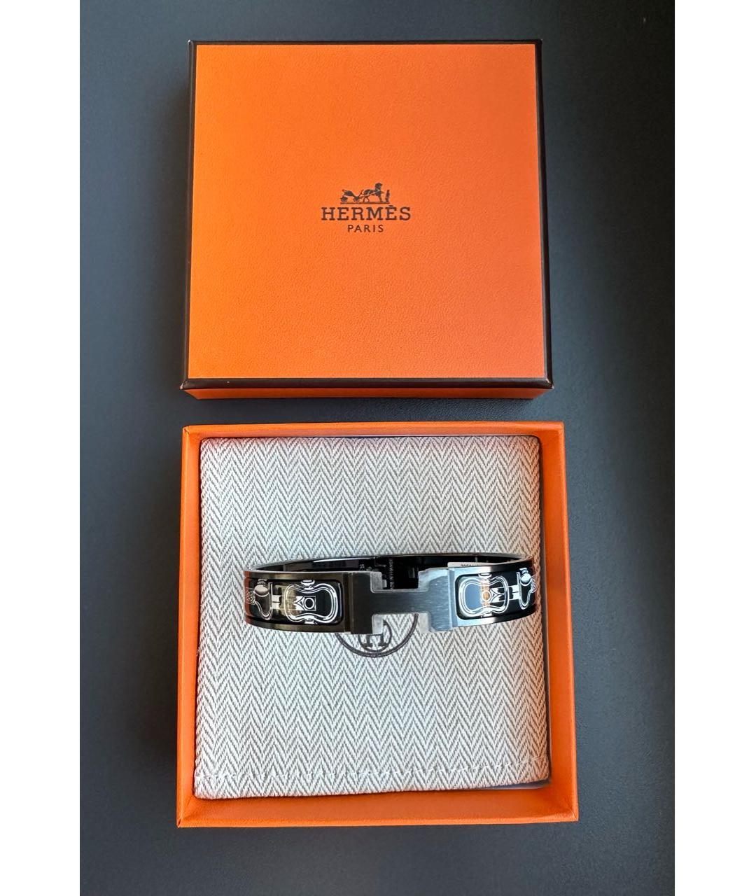 HERMES Черный металлический браслет, фото 4