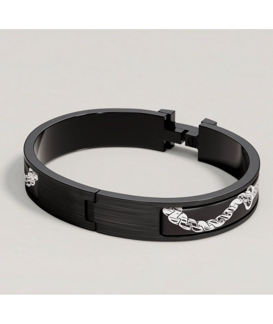 HERMES Черный металлический браслет, фото 2