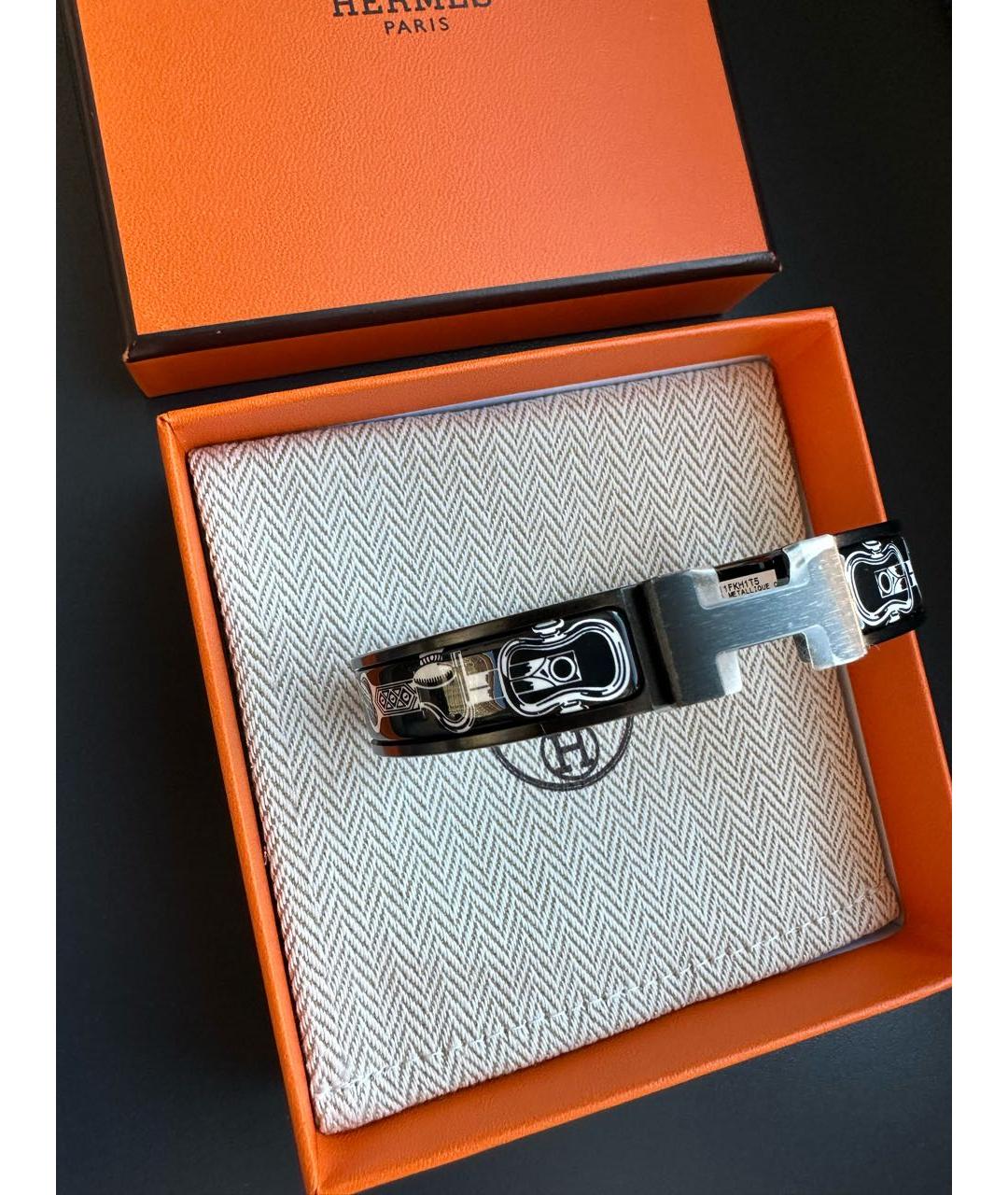 HERMES Черный металлический браслет, фото 5