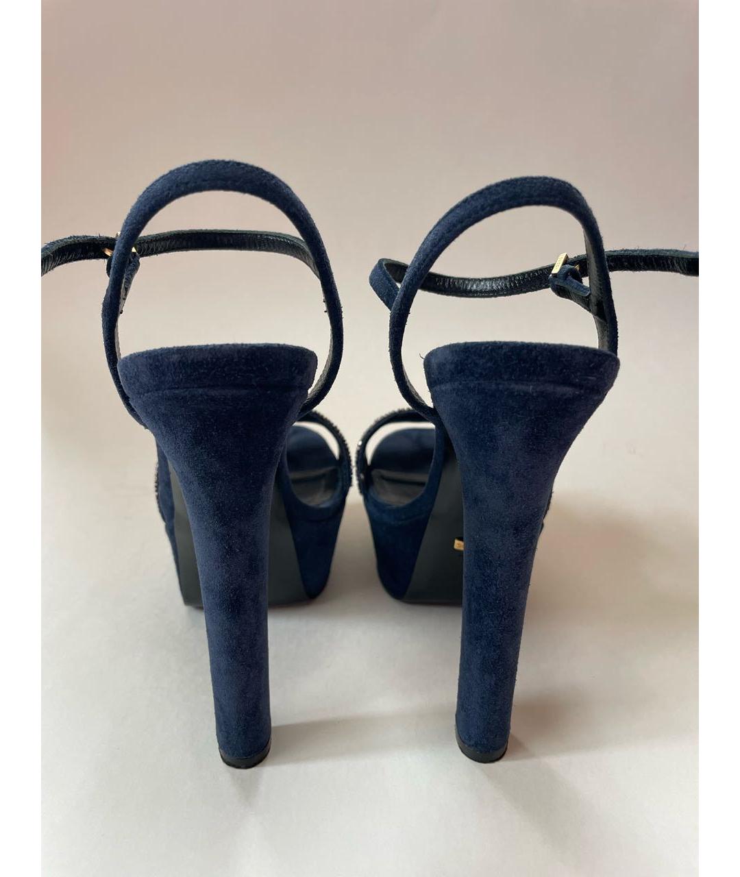 GUCCI Темно-синие замшевые босоножки, фото 4