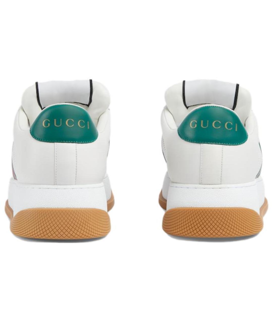 GUCCI Белые кожаные низкие кроссовки / кеды, фото 4