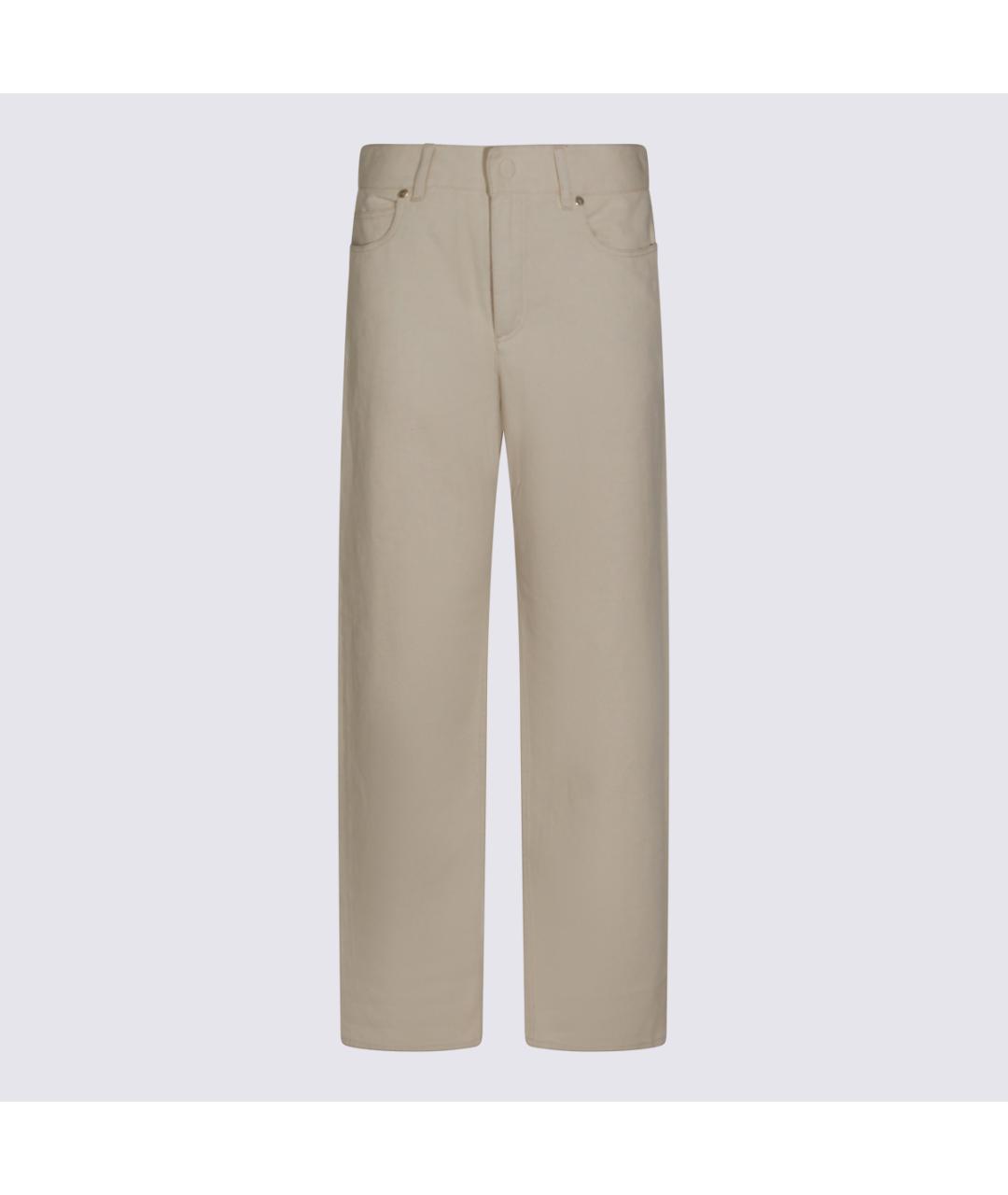 FENDI Бежевые хлопко-леновые прямые джинсы, фото 4