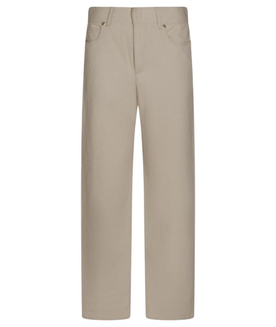 FENDI Бежевые хлопко-леновые прямые джинсы, фото 1