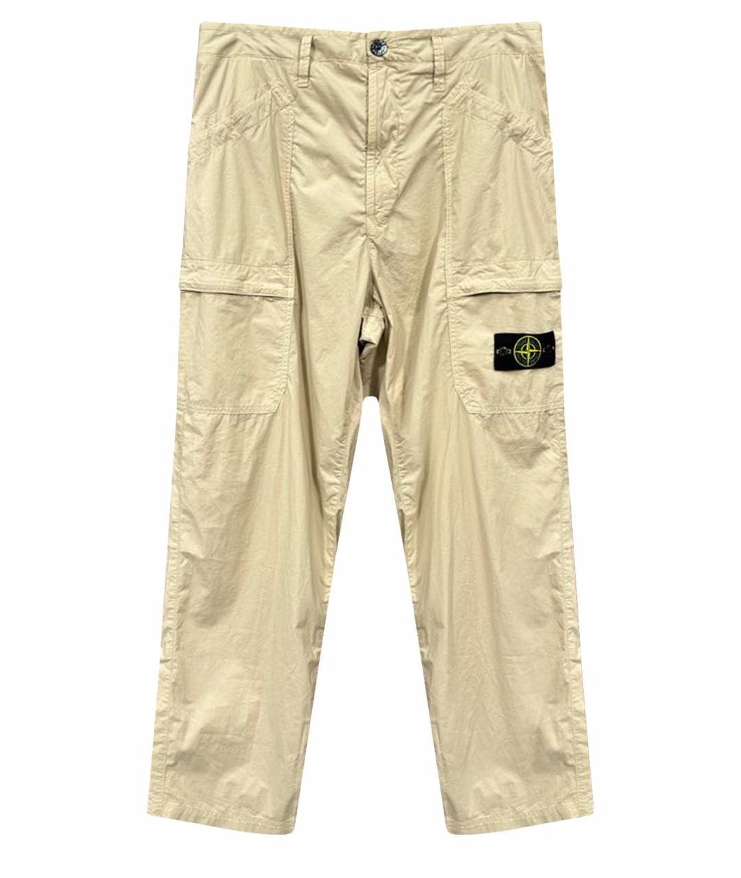 STONE ISLAND Бежевые хлопковые повседневные брюки, фото 1
