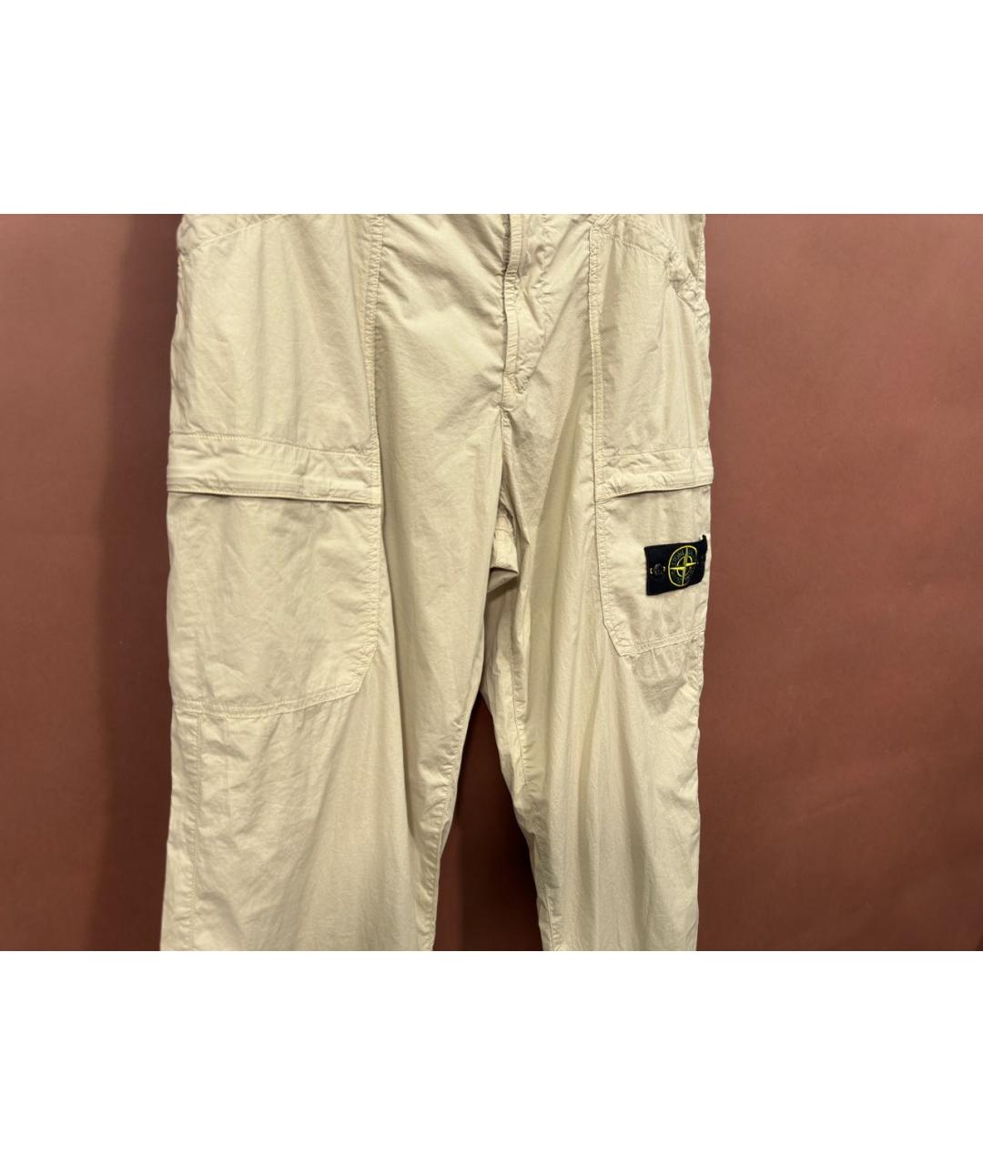 STONE ISLAND Бежевые хлопковые повседневные брюки, фото 4