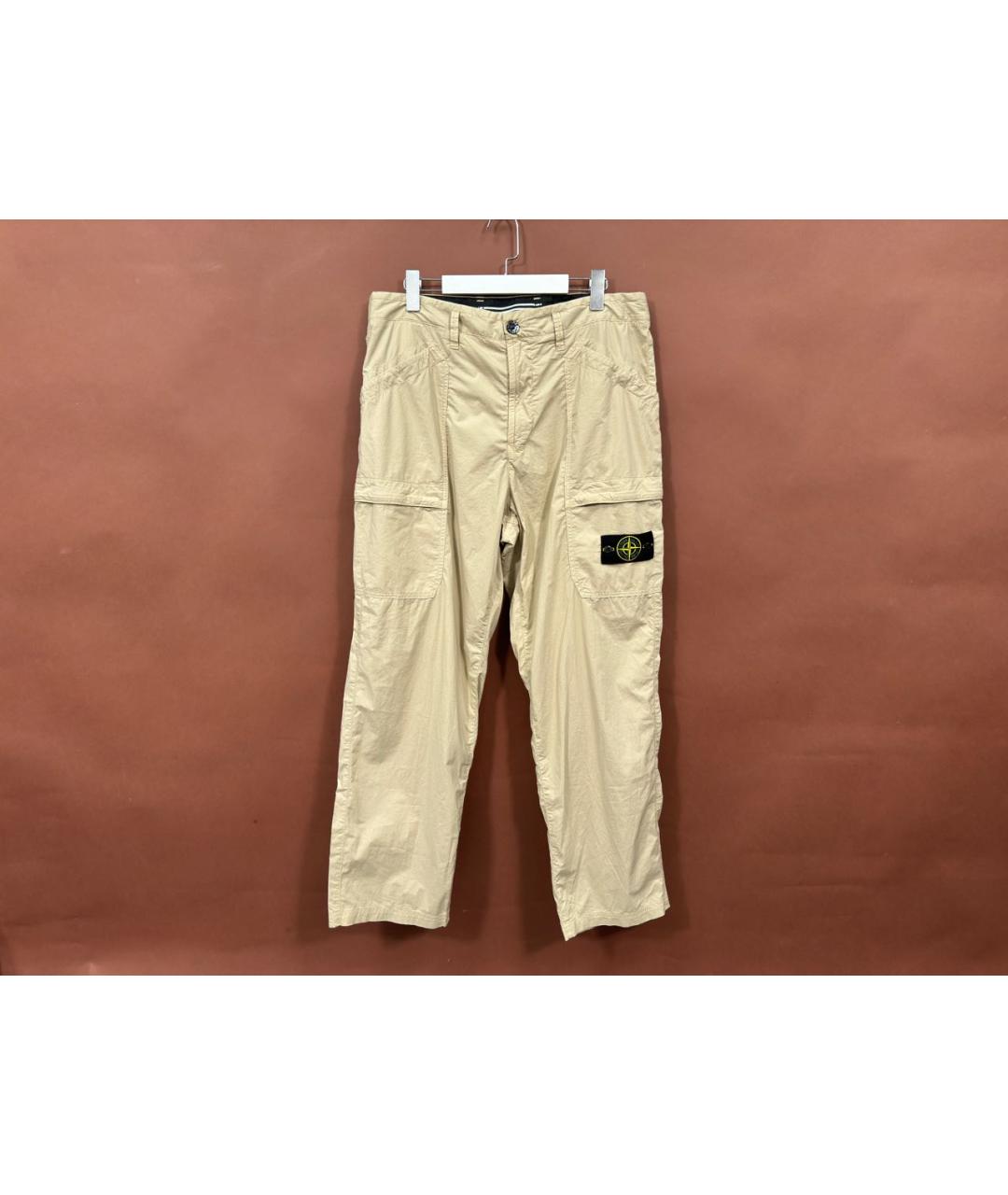 STONE ISLAND Бежевые хлопковые повседневные брюки, фото 8