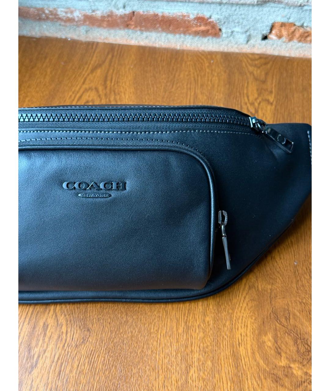 COACH Черная кожаная поясная сумка, фото 4