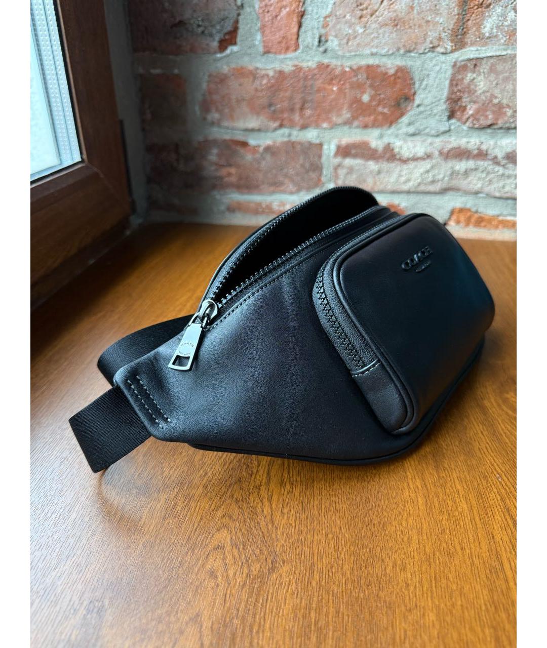 COACH Черная кожаная поясная сумка, фото 5