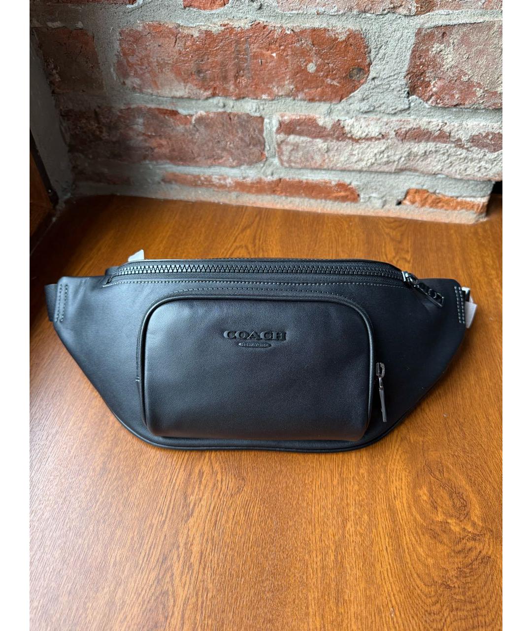 COACH Черная кожаная поясная сумка, фото 2