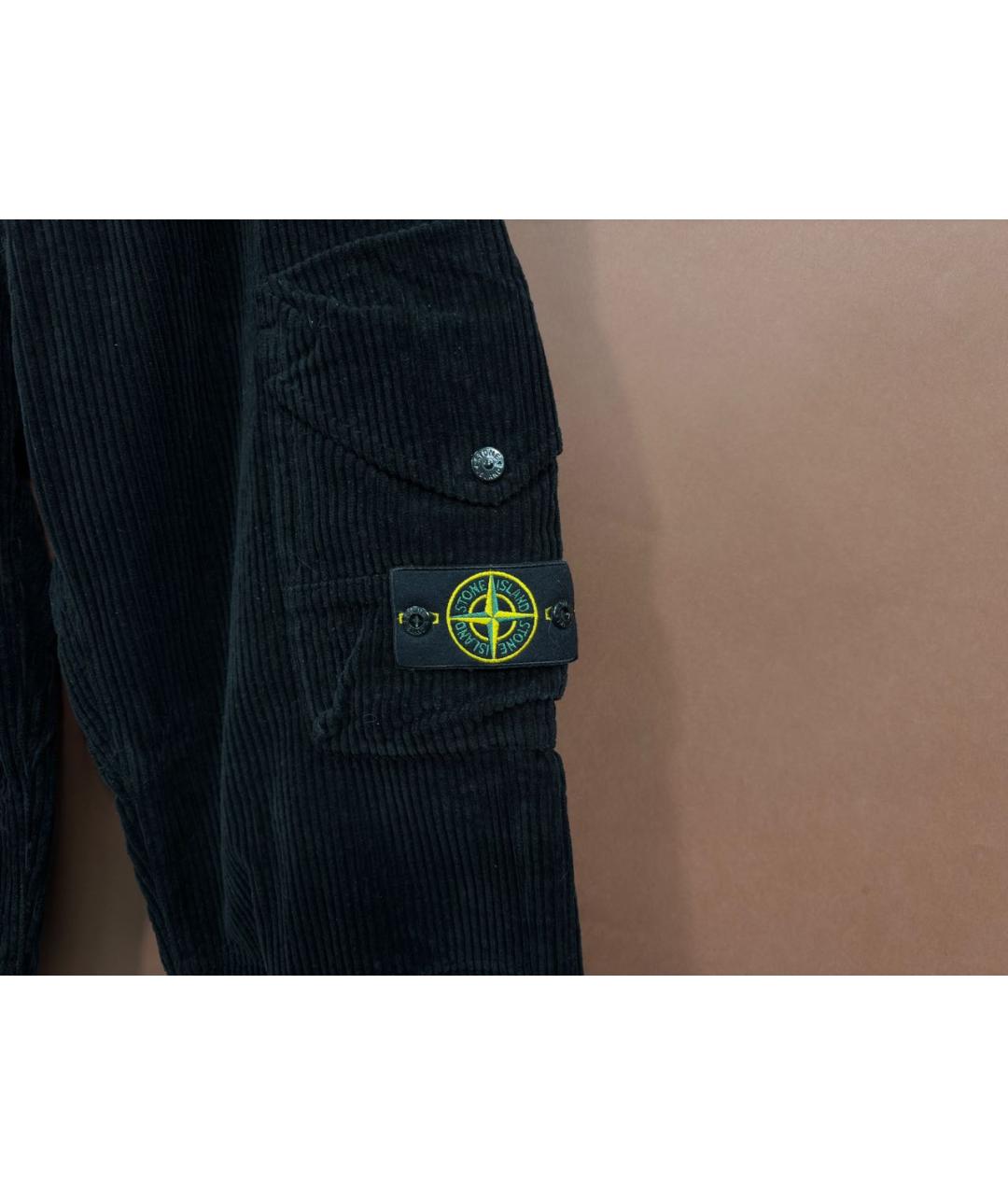 STONE ISLAND Черные хлопковые брюки широкие, фото 4