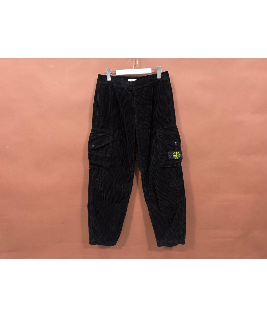 STONE ISLAND Черные хлопковые брюки широкие, фото 9