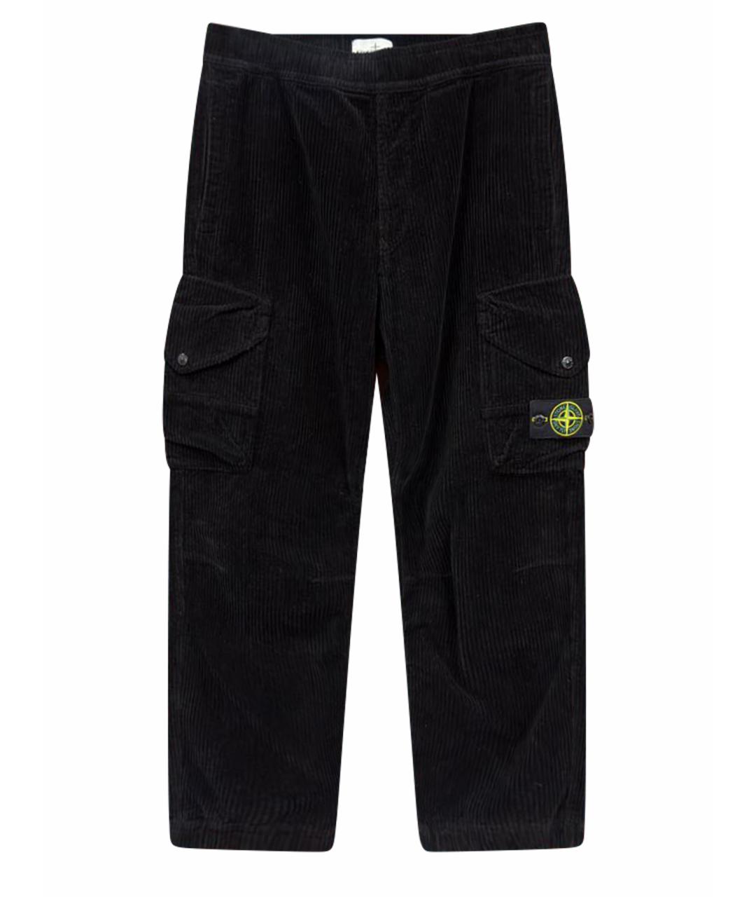 STONE ISLAND Черные хлопковые брюки широкие, фото 1