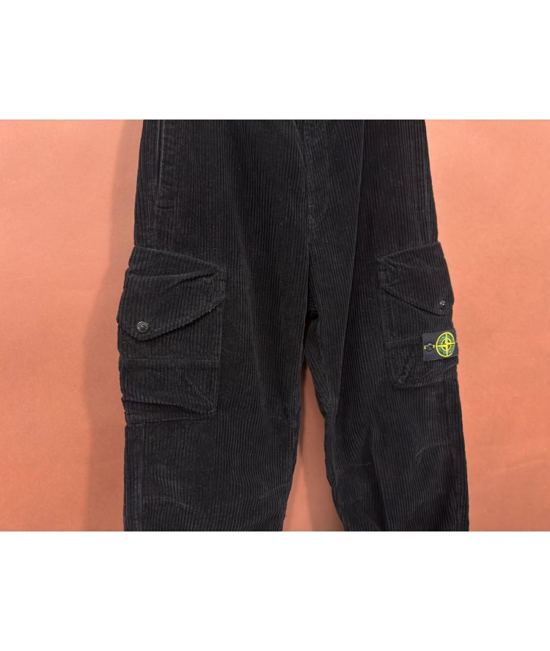 STONE ISLAND Черные хлопковые брюки широкие, фото 5