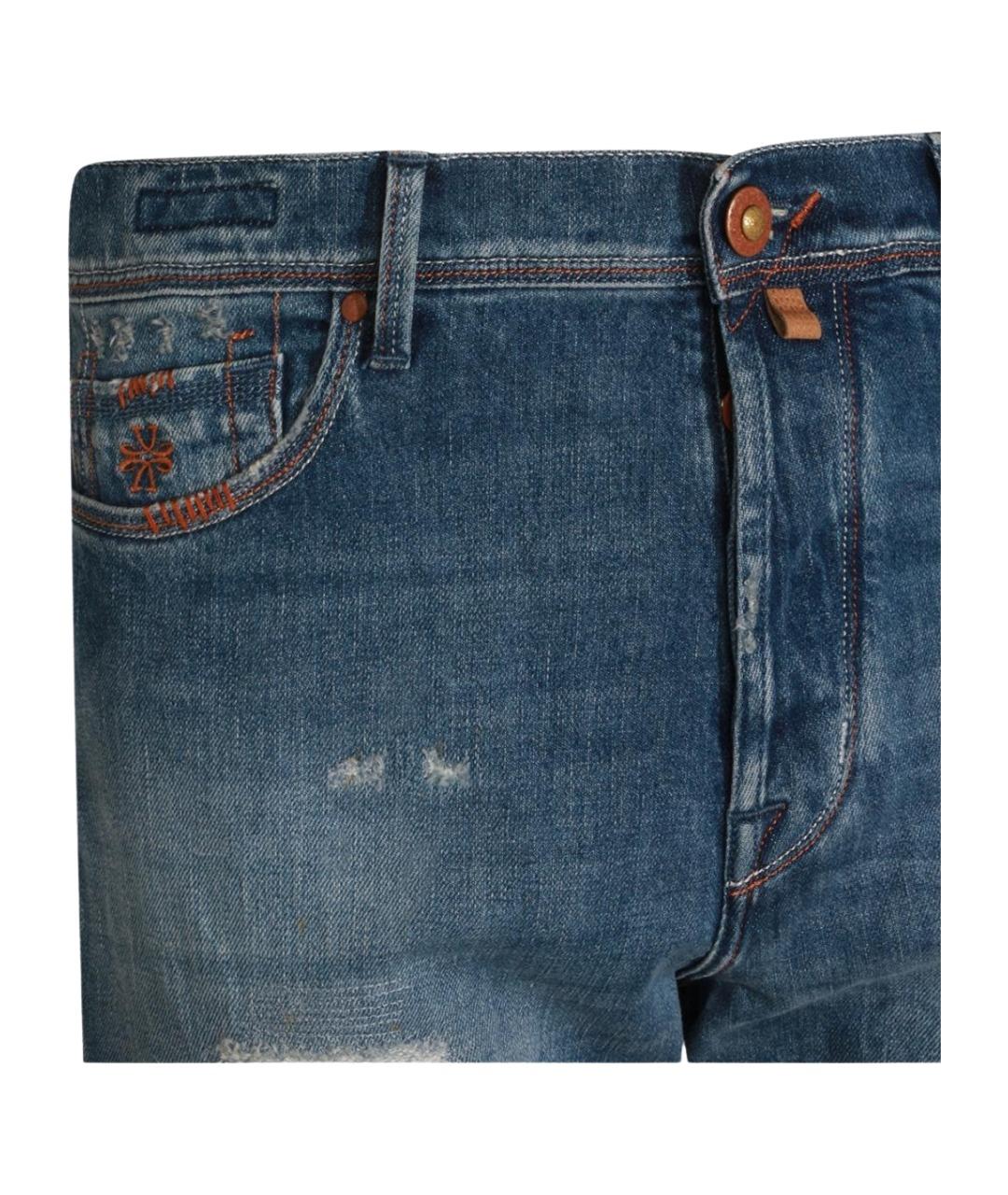 JACOB COHEN Синие хлопковые прямые джинсы, фото 3