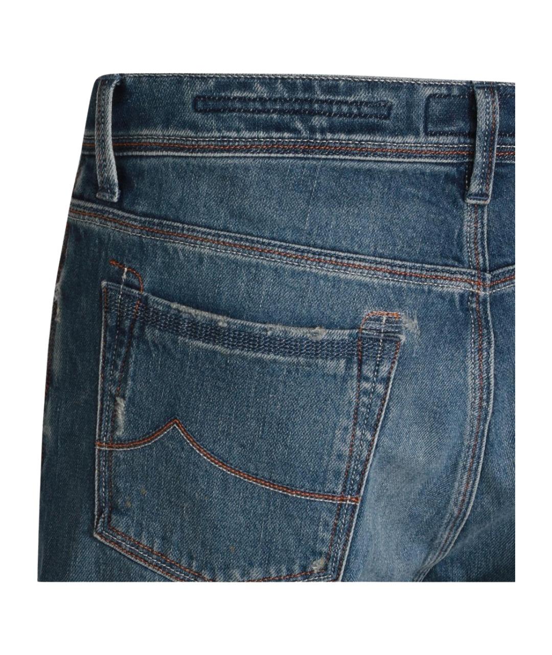 JACOB COHEN Синие хлопковые прямые джинсы, фото 5