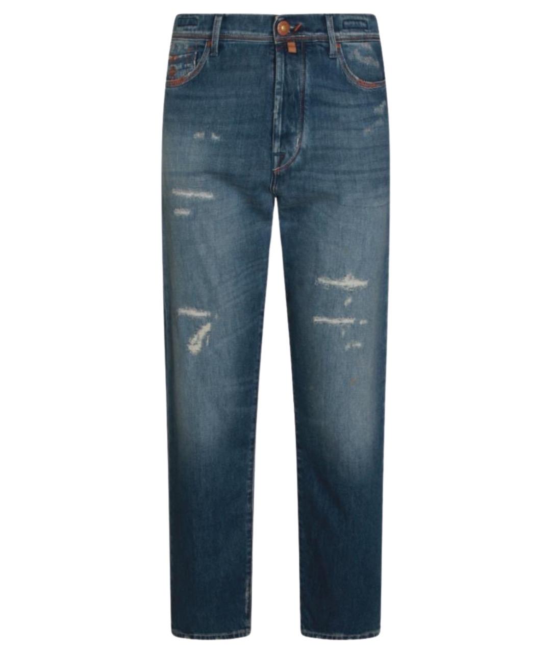 JACOB COHEN Синие хлопковые прямые джинсы, фото 1
