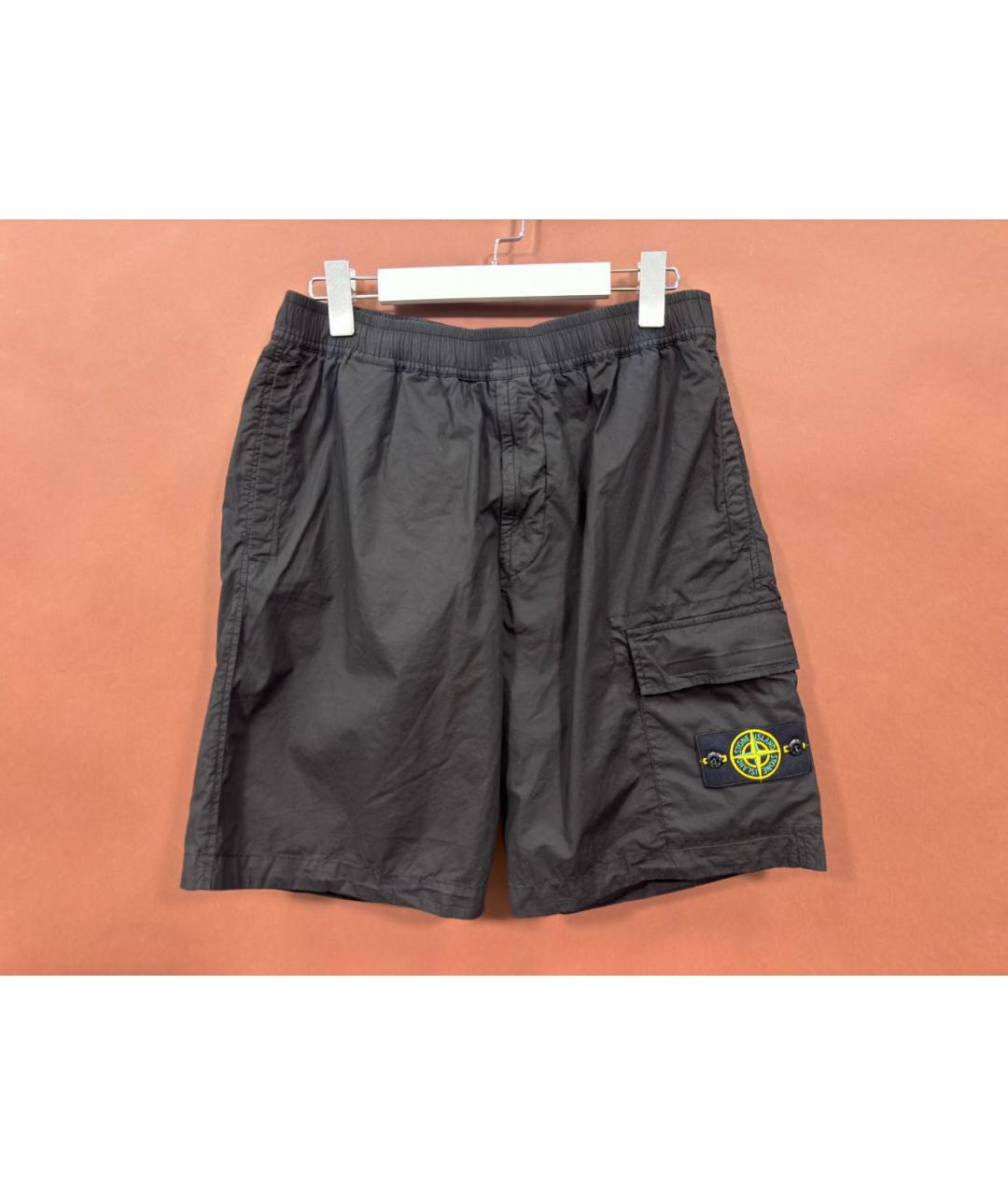 STONE ISLAND Черные хлопковые шорты, фото 8