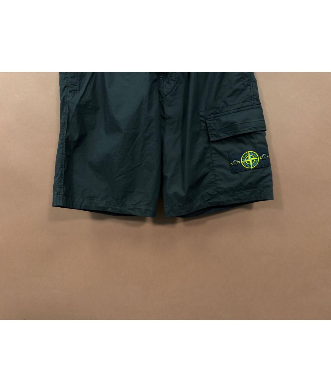 STONE ISLAND Черные хлопковые шорты, фото 3