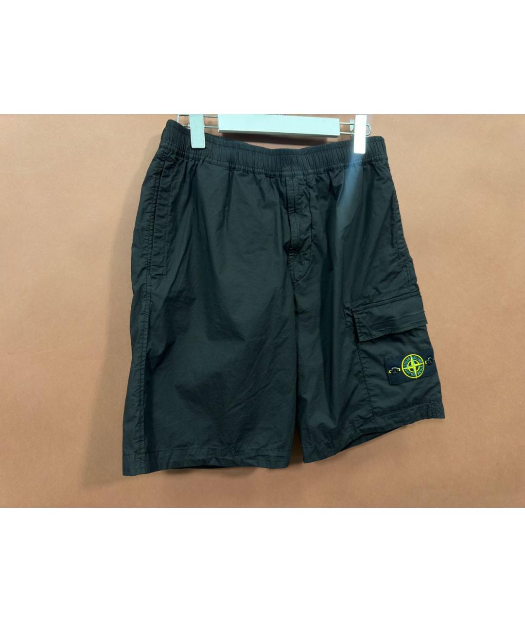 STONE ISLAND Черные хлопковые шорты, фото 4