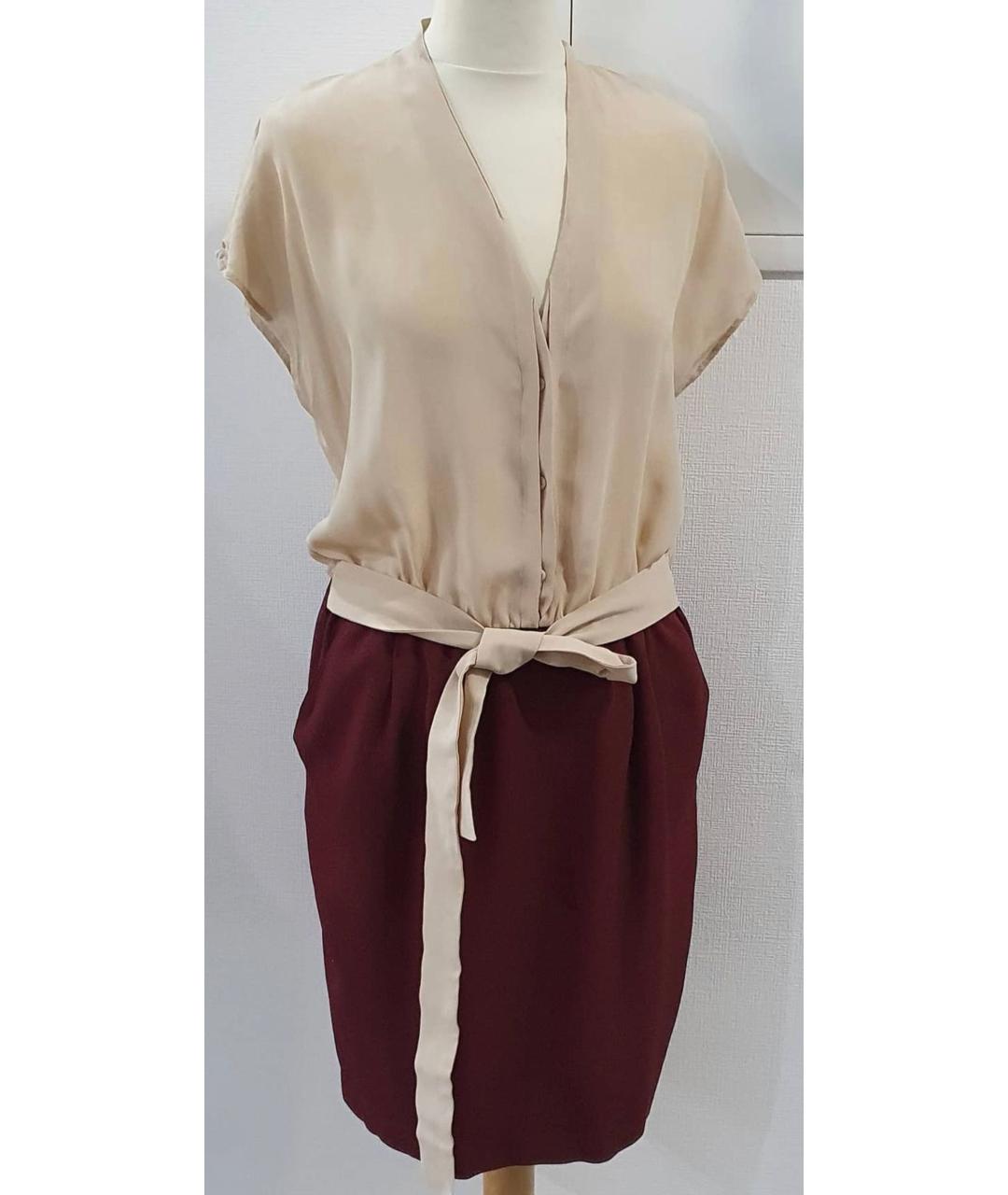 MAX&CO Бежевое шелковое коктейльное платье, фото 4