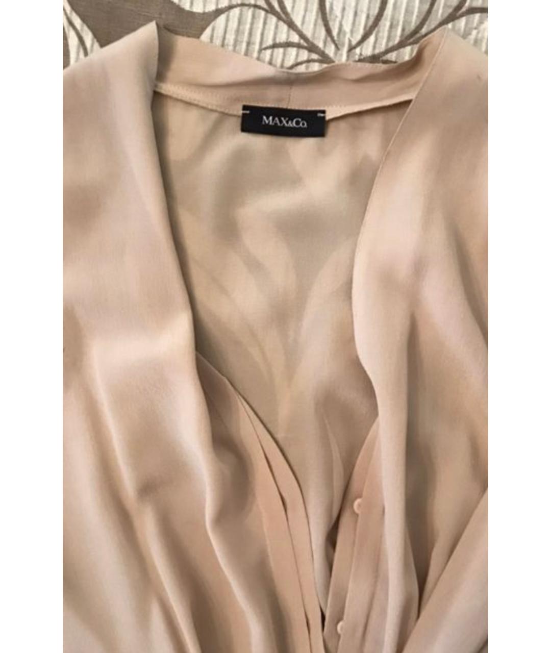 MAX&CO Бежевое шелковое коктейльное платье, фото 3