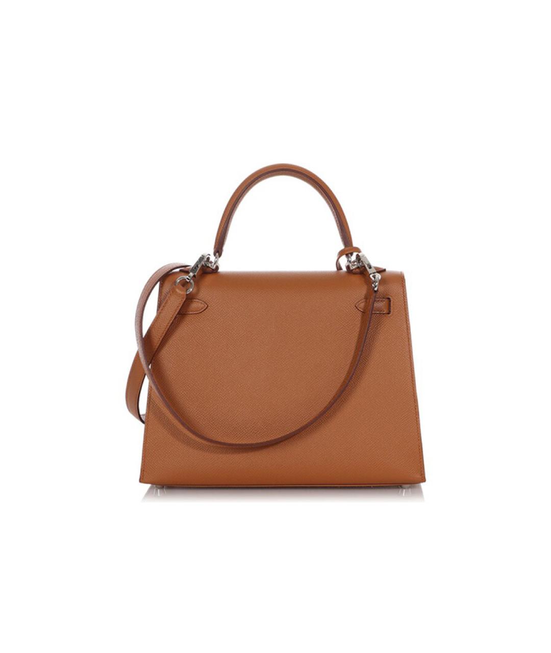 HERMES Коричневая кожаная сумка с короткими ручками, фото 4