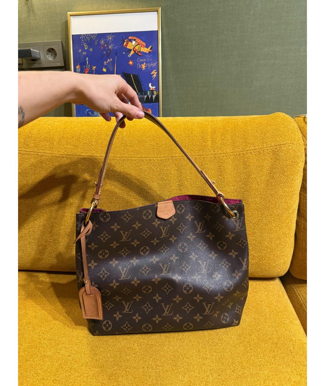LOUIS VUITTON Коричневая сумка тоут, фото 9