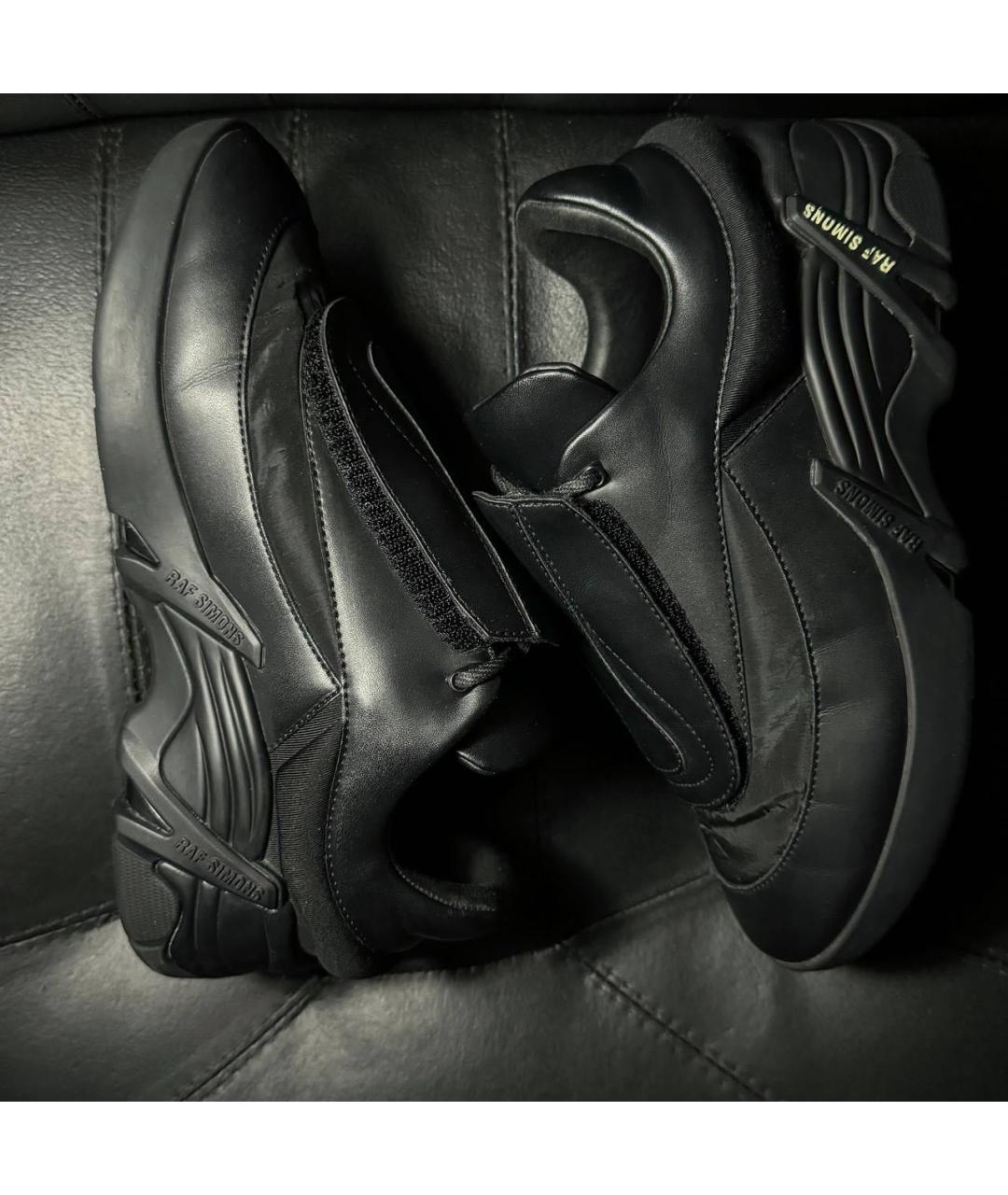 RAF SIMONS Черные кожаные кроссовки, фото 4