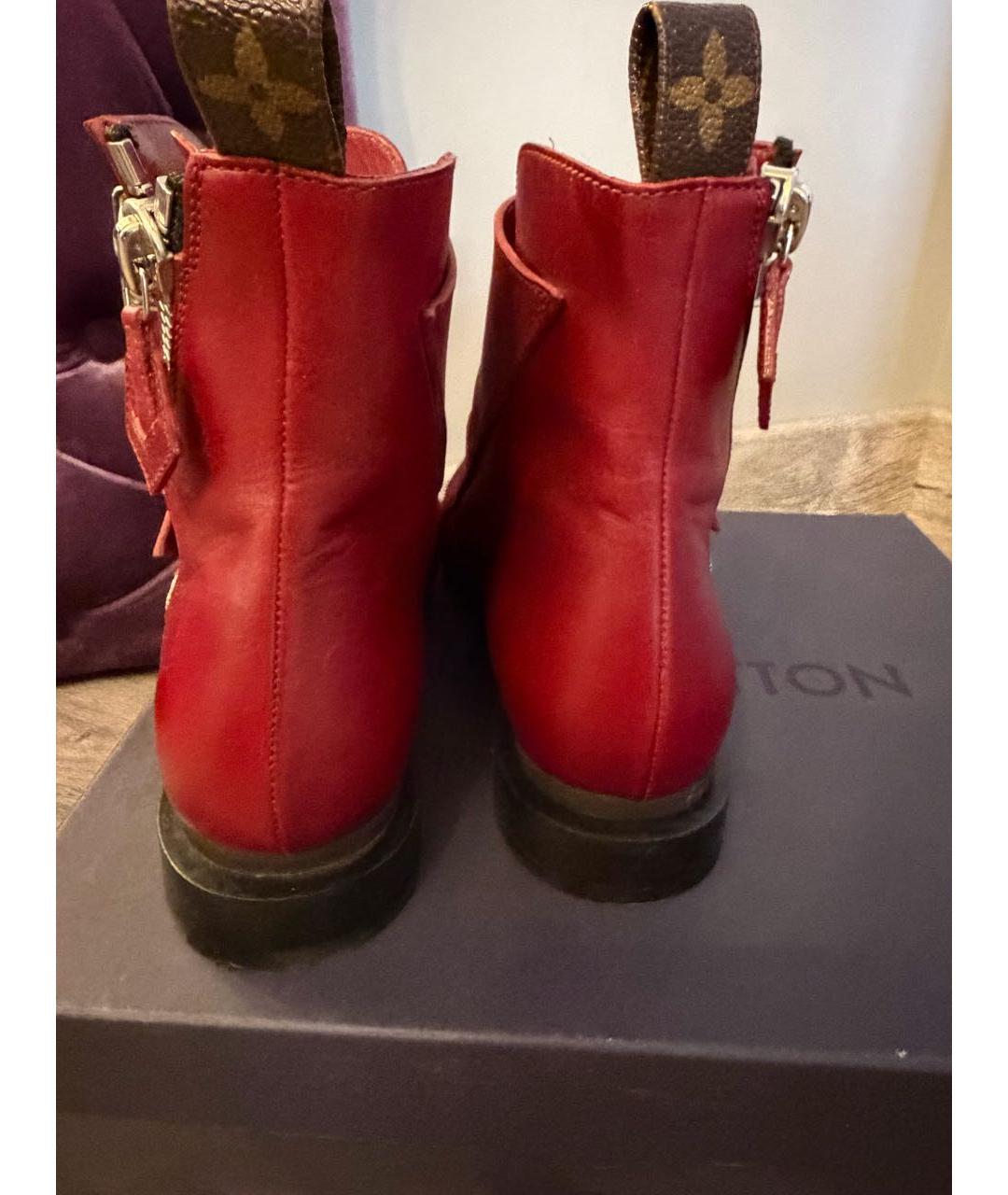 LOUIS VUITTON Красные кожаные полусапоги, фото 3