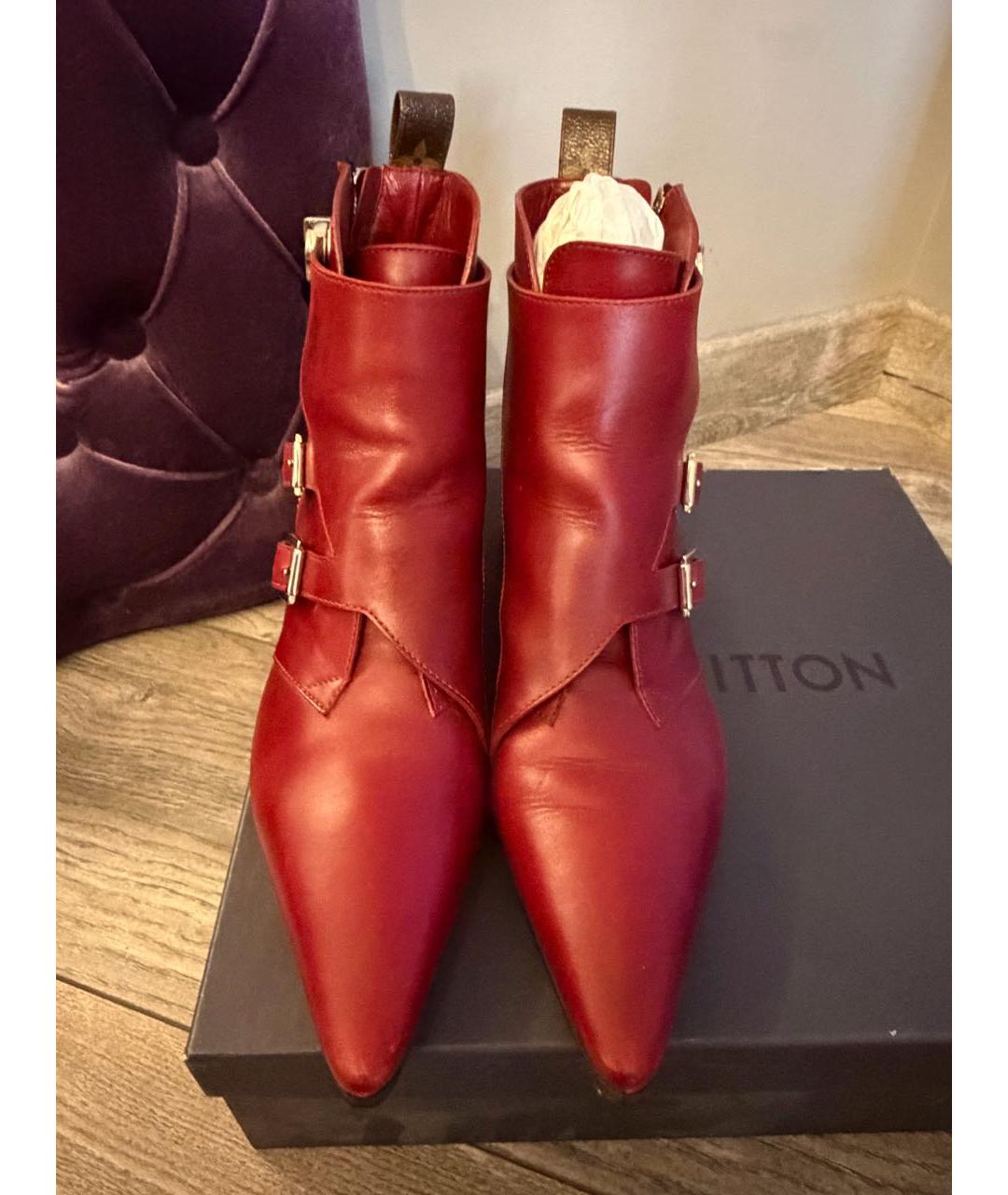 LOUIS VUITTON Красные кожаные полусапоги, фото 2