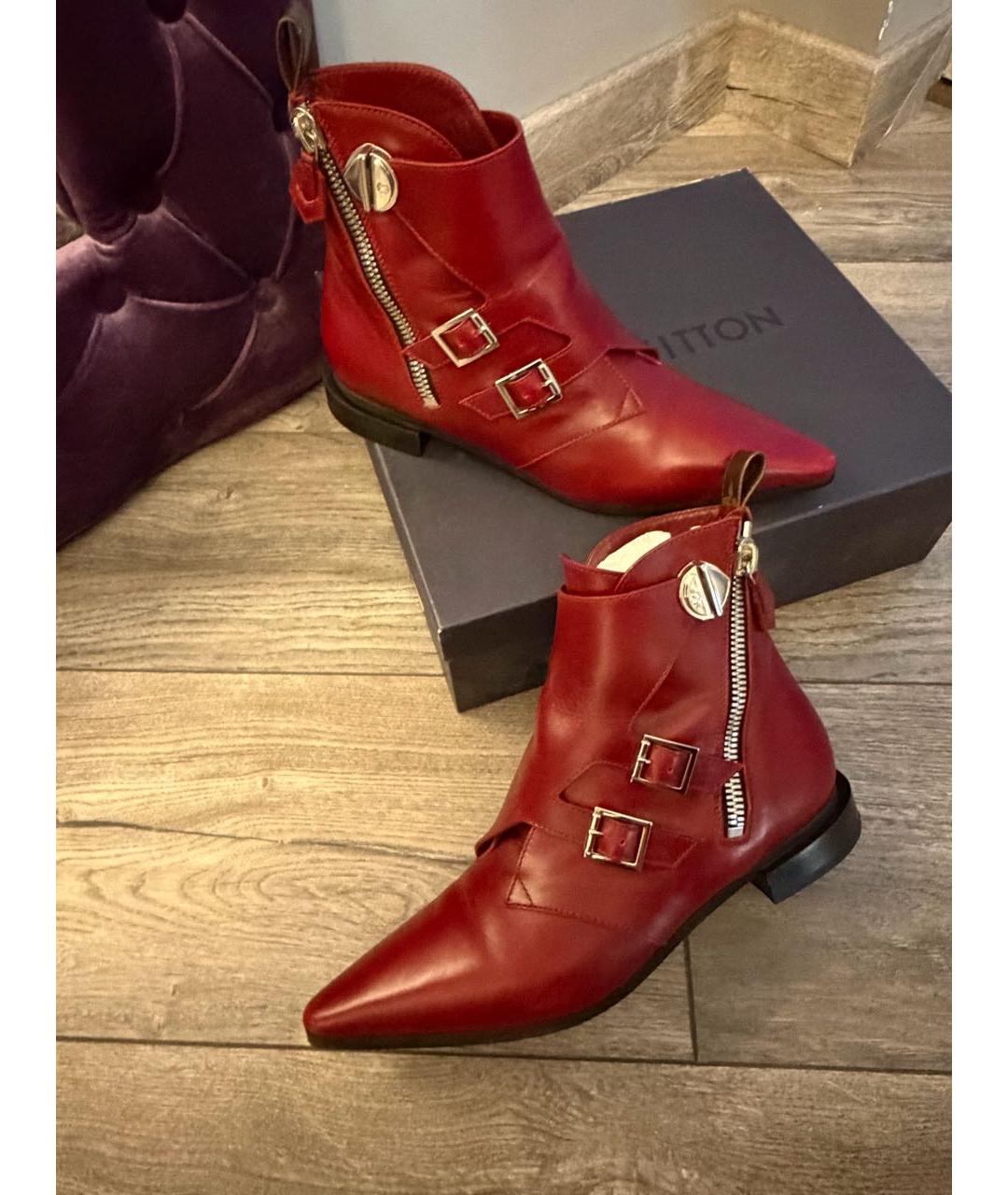 LOUIS VUITTON Красные кожаные полусапоги, фото 4