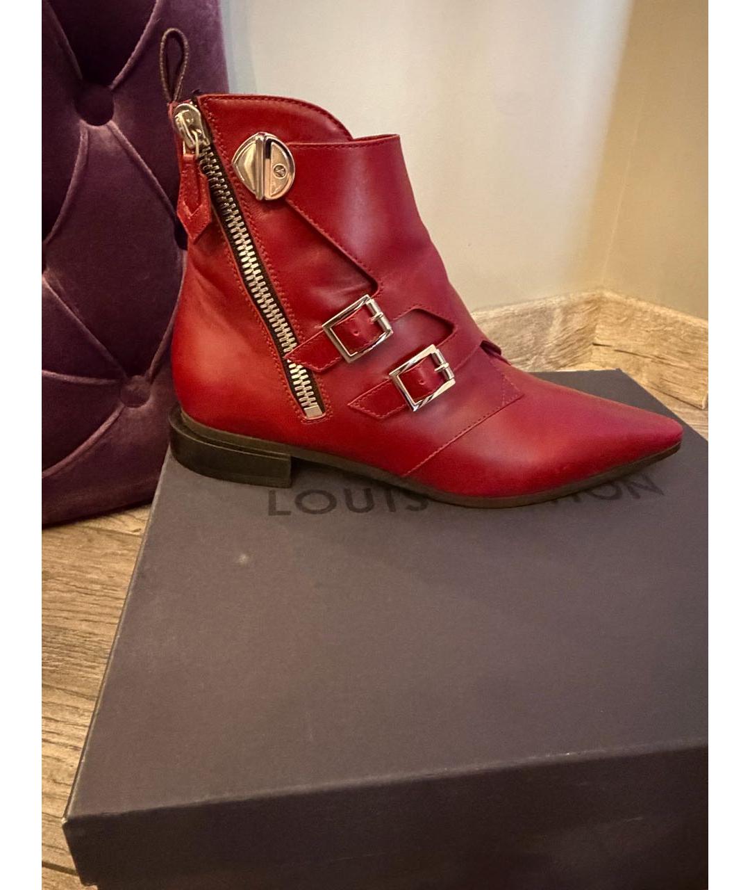 LOUIS VUITTON Красные кожаные полусапоги, фото 6