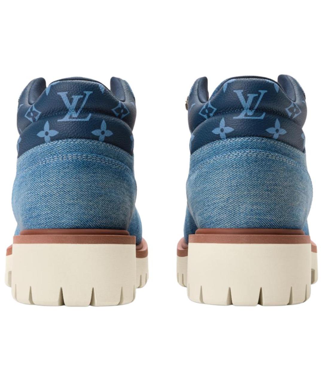 LOUIS VUITTON Синие кожаные высокие ботинки, фото 5