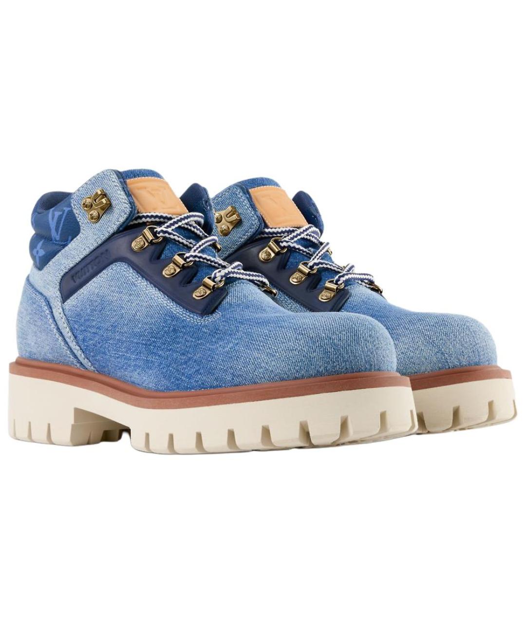 LOUIS VUITTON Синие кожаные высокие ботинки, фото 3